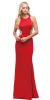 Embellished Mesh Accent Racerback Long Evening Prom Dress in Red